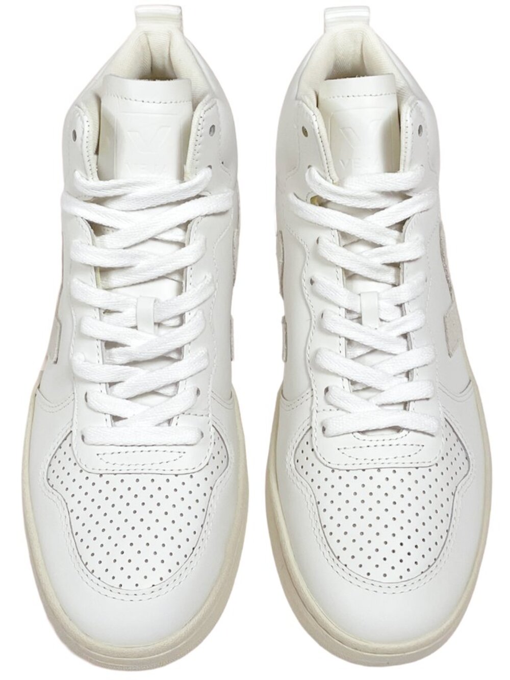 VEJA V-15 Mid Top Sneakers NWT Extra White Leather Sizes 8 9 10 - Picture 7 of 11